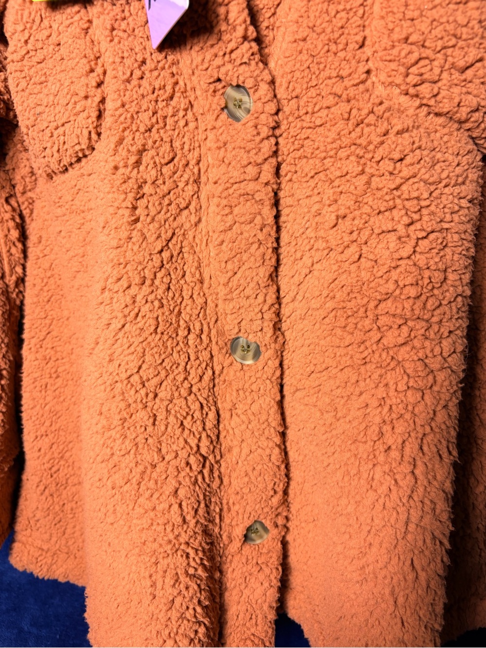 32 Degrees Plush Teddy Jacket in Orange